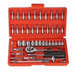 46pcs 1/4 Socket Set Repair Tool Ratchet Torque Wrench Chrome Vanadium