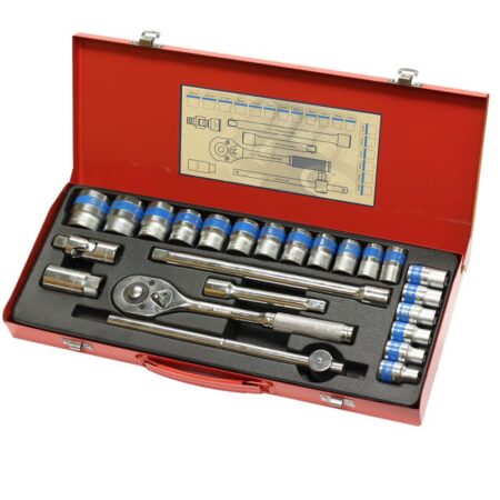 24PCS half-inch DR Socket Wrench Set with Extra L Handle and 16mm Plug Spanner